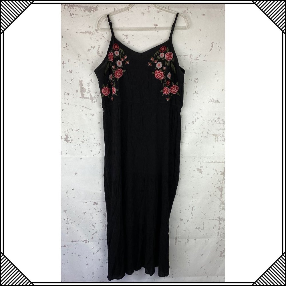 * Time and Tru Black Long Maxi Floral Dress *